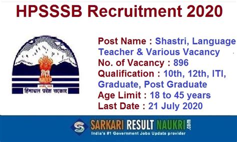 hpssb|hpsssb vacancy 2020.
